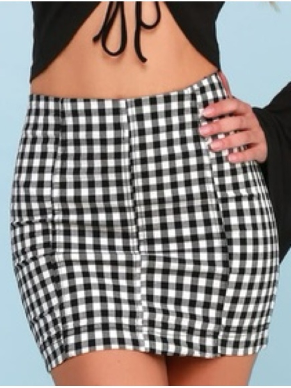 Free People Black and White Gingham skirt